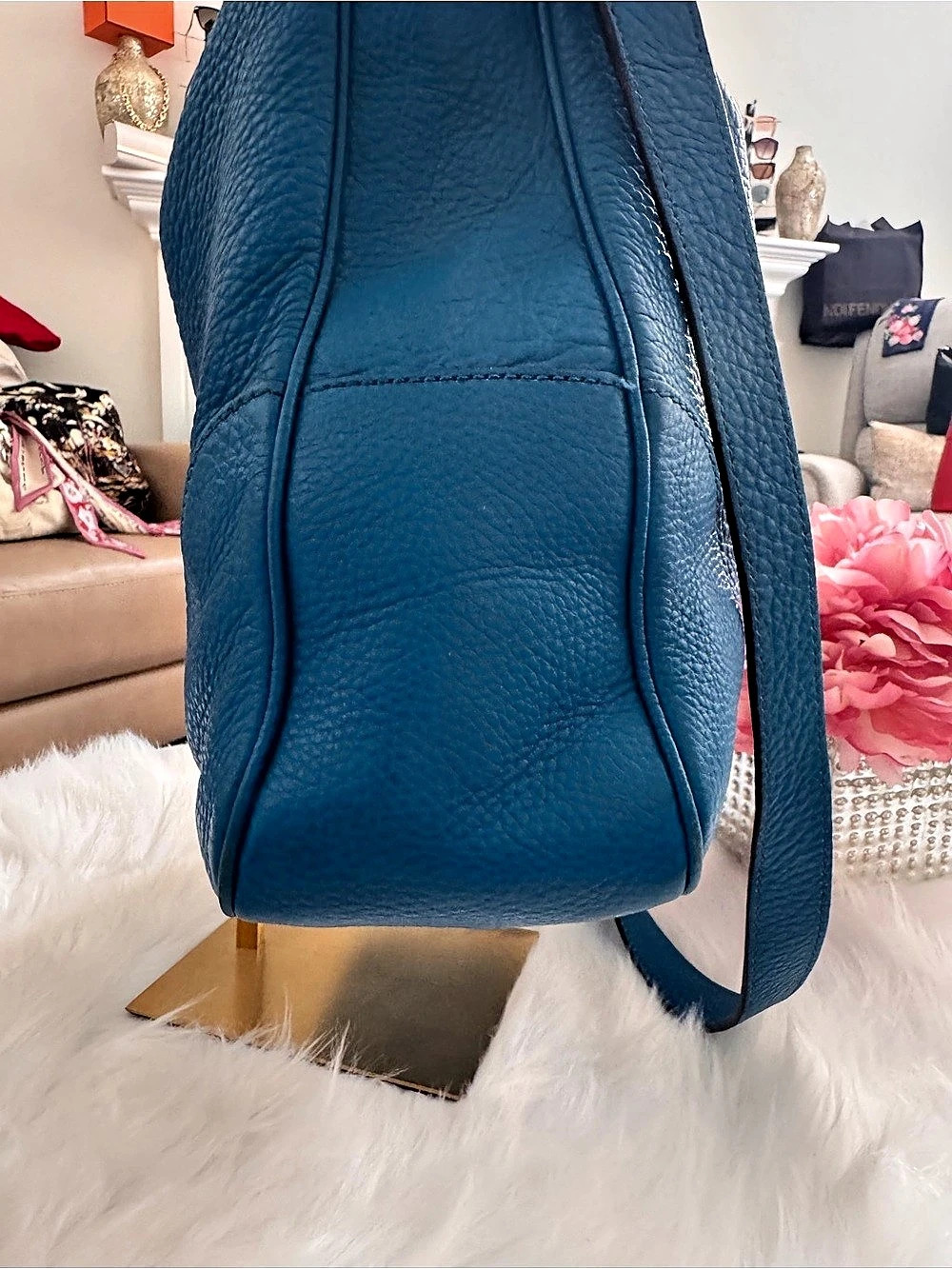 Gucci Bamboo Handle Hobo Bag Shoulder Bag Blue - Picture 8 of 16
